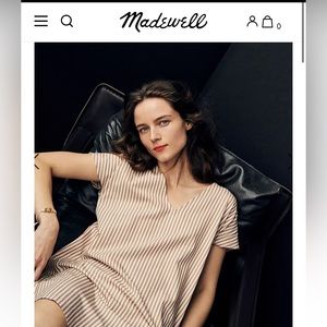 Madewell Linen Button Back Easy Dress in Stripe